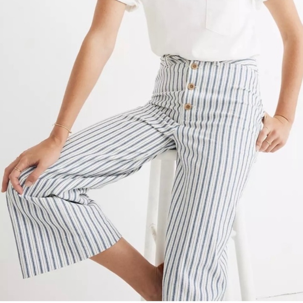 NWT // Madewell Blue & White Striped Wide Leg Pants